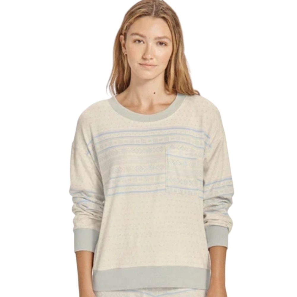 Splendid | Women's Cream & Blue Printed Marna Jersey PJ Top (Size Small)